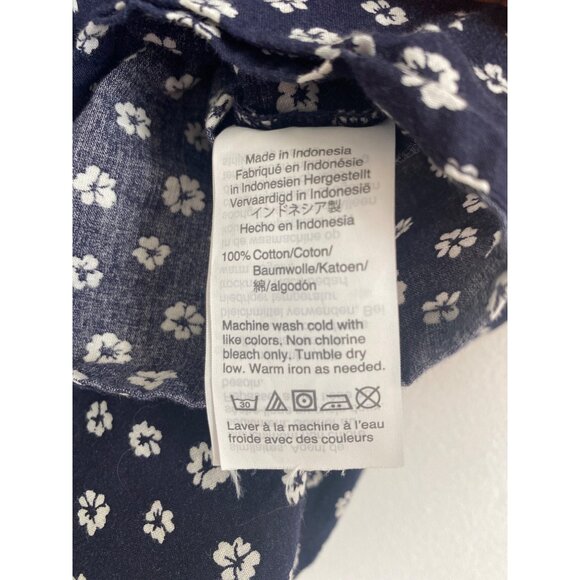 J.Crew Women’s Navy & White Floral Cotton Tie-Front Short Sleeve Top Size S - Picture 4 of 5